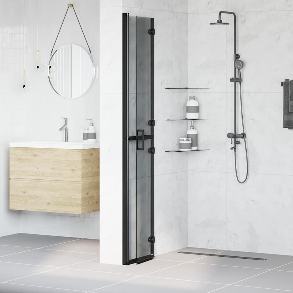 Walk-in shower wall Black and dark transparent 70 x 190 cm