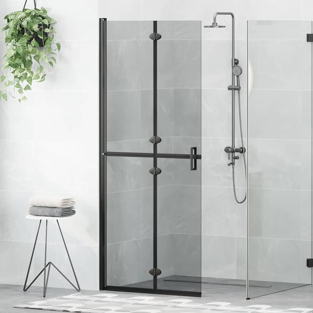 Walk-in shower wall Black and dark transparent 80 x 190 cm