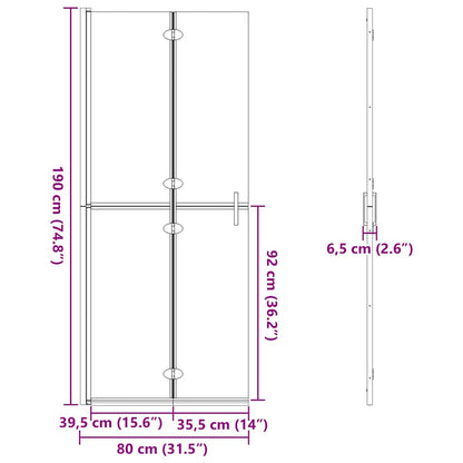 Walk-in shower wall Black and dark transparent 80 x 190 cm
