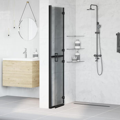 Walk-in shower wall Black and dark transparent 90 x 190 cm