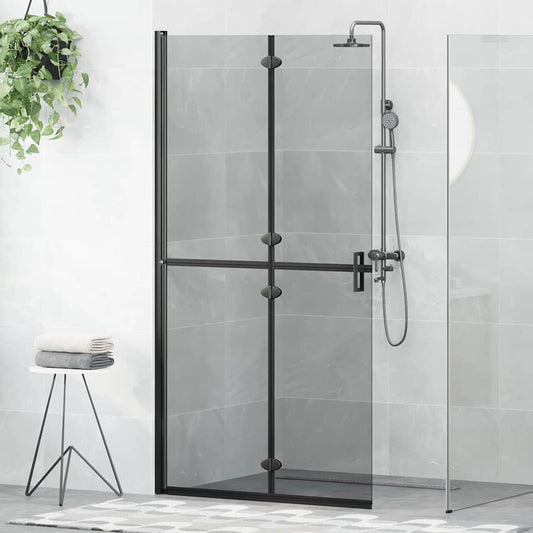 Walk-in shower wall Black and dark transparent 100 x 190 cm