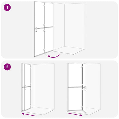 Walk-in shower wall Black and dark transparent 110 x 190 cm