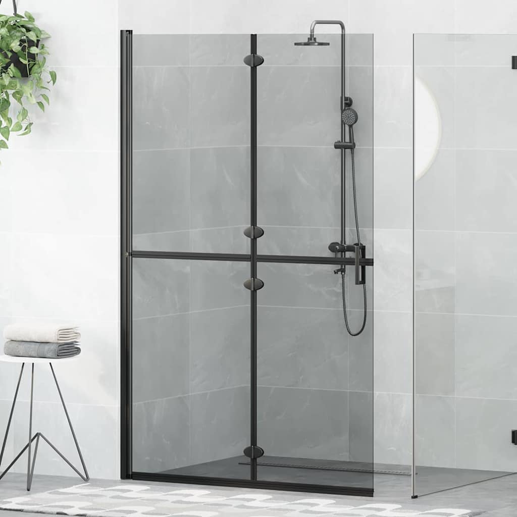 Walk-in shower wall Black and dark transparent 120 x 190 cm