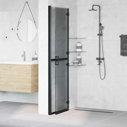 Walk-in shower wall Black and dark transparent 120 x 190 cm
