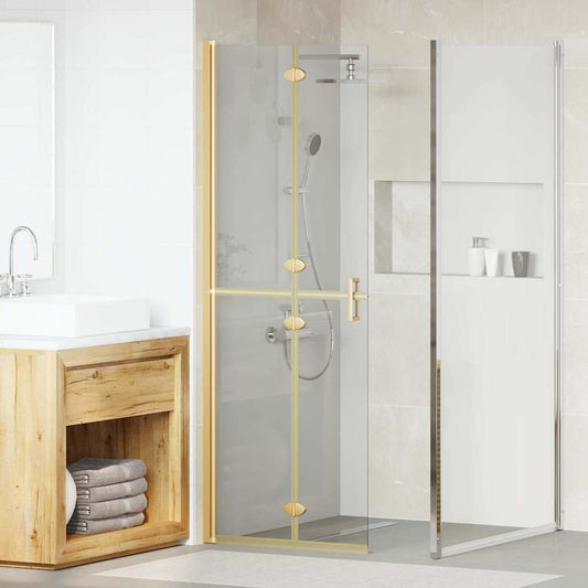 Walk-in shower wall Folding Gold and transparent 70 x 190 cm