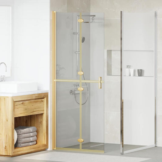 Walk-in shower wall Folding Gold and transparent 80 x 190 cm