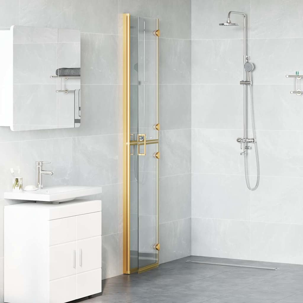 Walk-in shower wall Folding Gold and transparent 80 x 190 cm