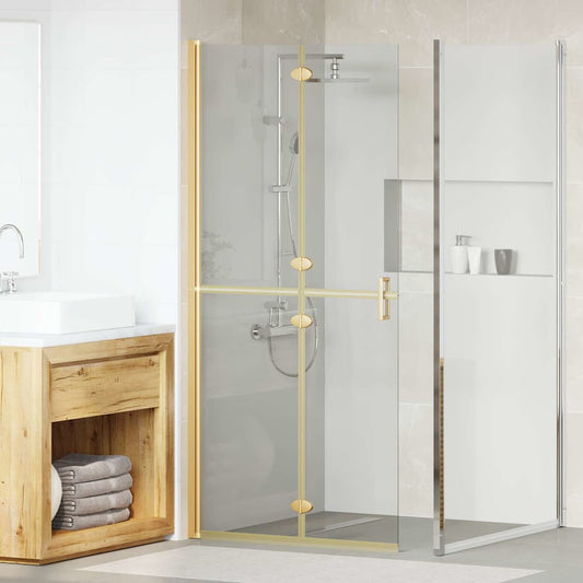 Walk-in shower wall Folding Gold and transparent 90 x 190 cm