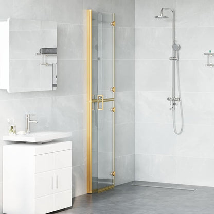 Walk-in shower wall Folding Gold and transparent 90 x 190 cm