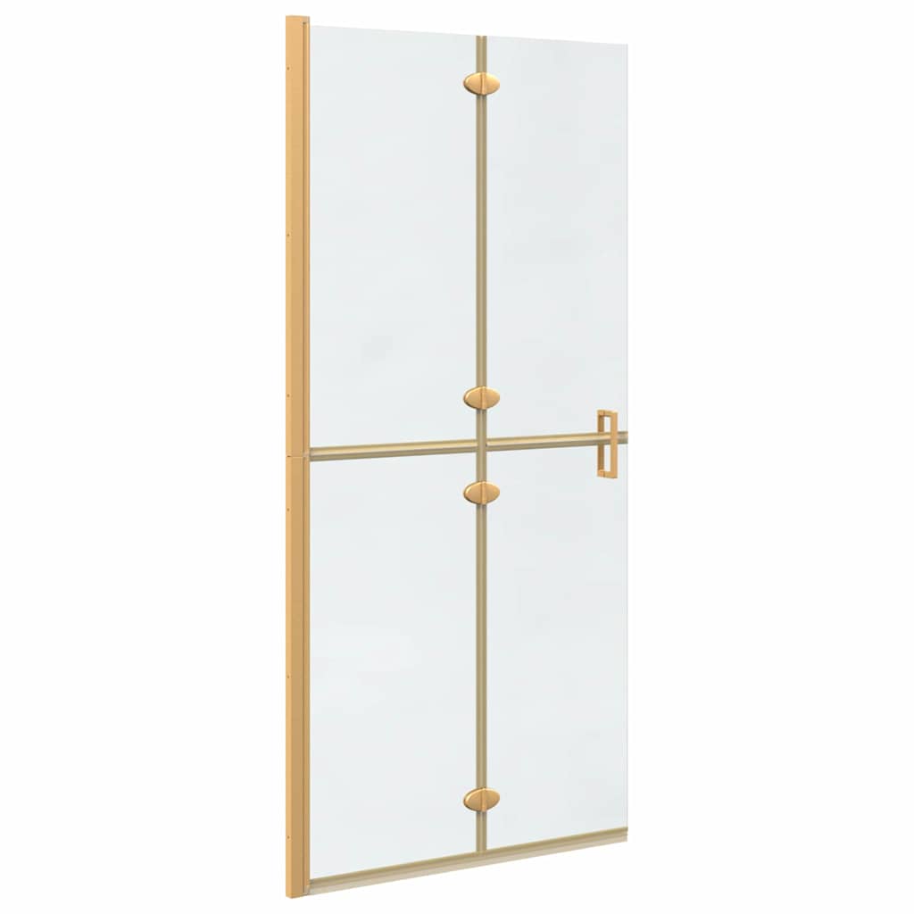 Walk-in shower wall Folding Gold and transparent 90 x 190 cm