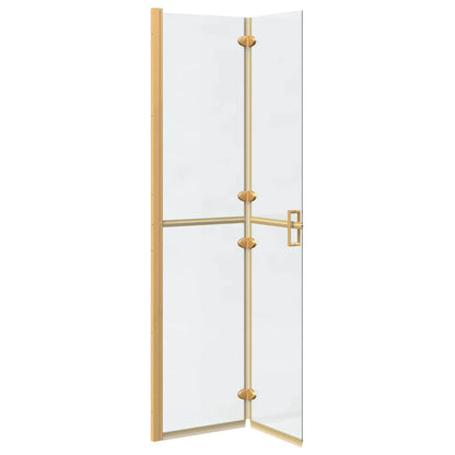 Walk-in shower wall Folding Gold and transparent 90 x 190 cm