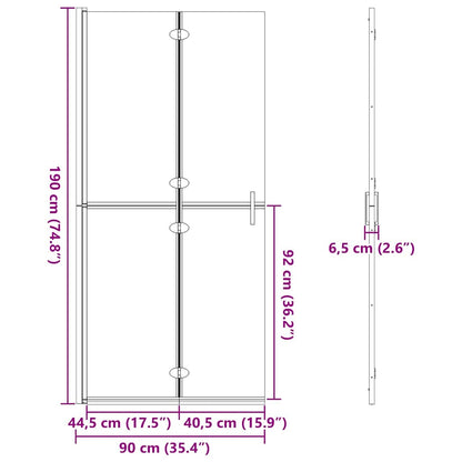 Walk-in shower wall Folding Gold and transparent 90 x 190 cm