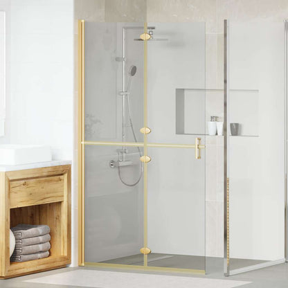 Walk-in shower wall Folding Gold and transparent 110 x 190 cm