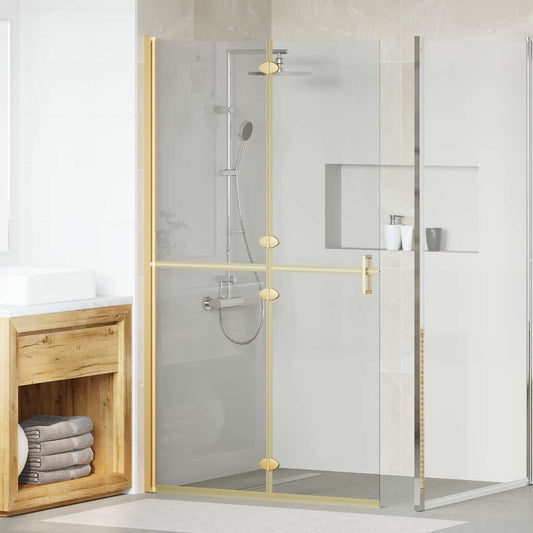 Walk-in shower wall Folding Gold and transparent 110 x 190 cm