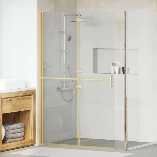 Walk-in shower wall Folding Gold and transparent 120 x 190 cm