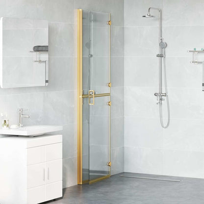 Walk-in shower wall Folding Gold and transparent 120 x 190 cm