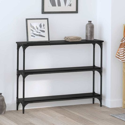 Console Table Black oak 100 x 22.5 x 75 cm Engineered Wood