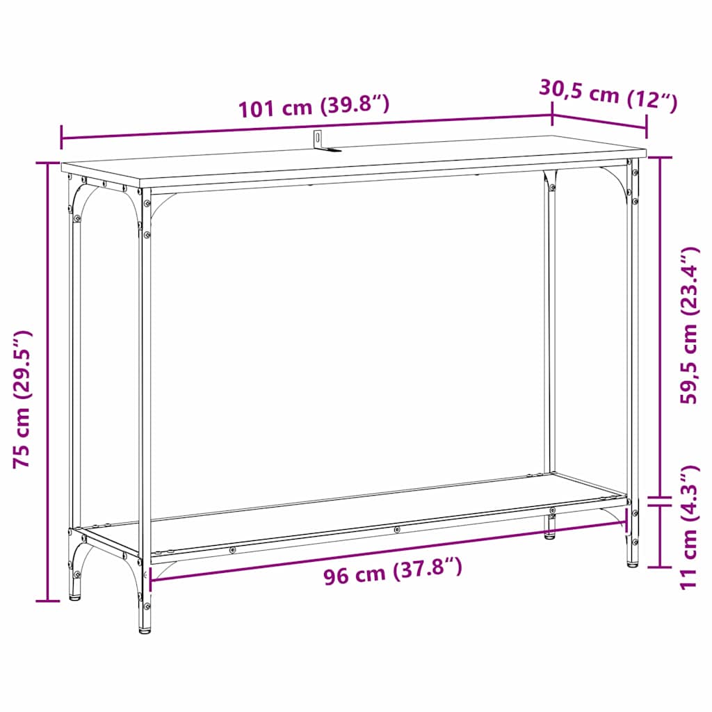 Console Table Artisan oak 101 x 30.5 x 75 cm Engineered wood