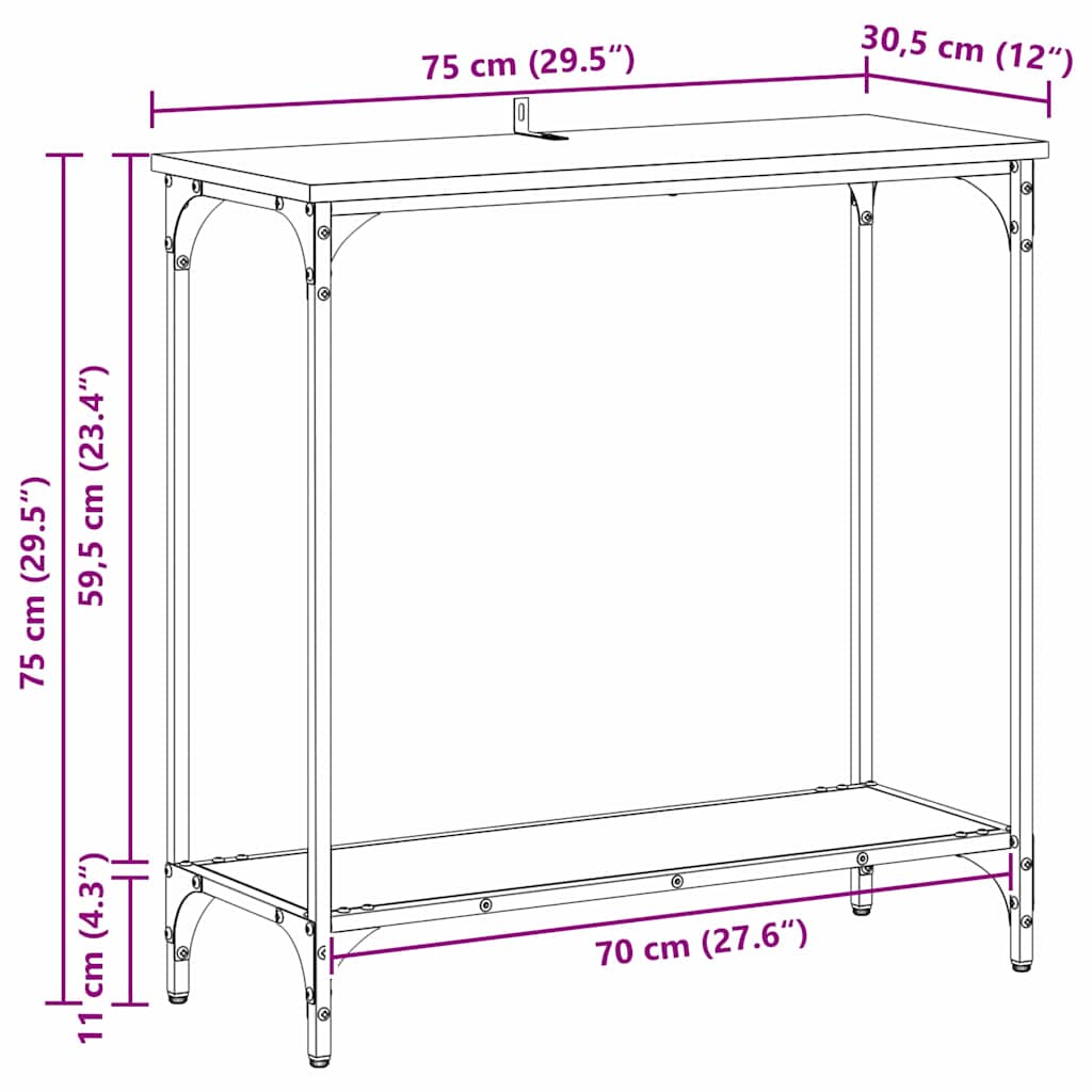 Console Table Old wood 75 x 30.5 x 75 cm Engineered wood