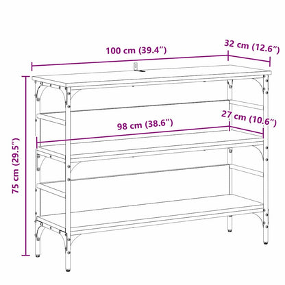 Console Table Black oak 100 x 32 x 75 cm Engineered wood