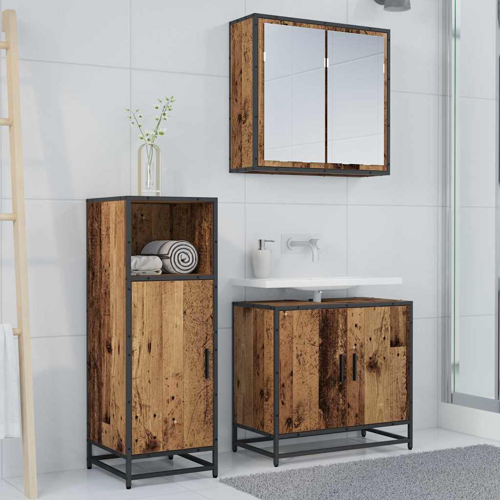 Bathroom Furniture Set with Shelf Old Wood 35 x 37.5 x 100 cm