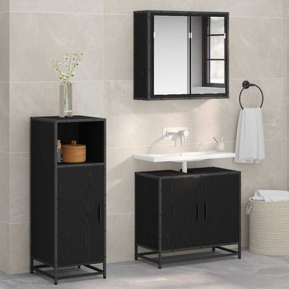 Bathroom Furniture Set with Shelf Black Oak 35 x 37.5 x 100 cm