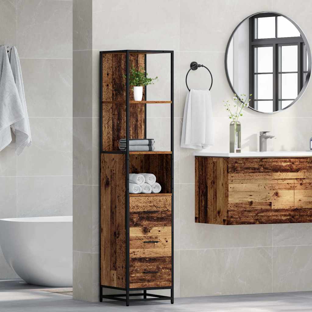 Bathroom Furniture Set with Drawer Old Wood 35 x 37.5 x 166 cm