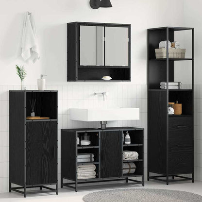 Bathroom Furniture Set with Drawer Black Oak 35 x 37.5 x 166 cm
