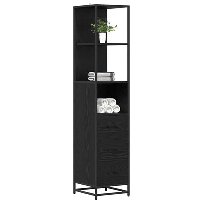 Bathroom Furniture Set with Drawer Black Oak 35 x 37.5 x 166 cm