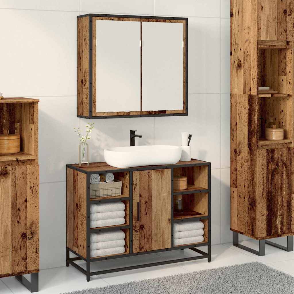 Bathroom Mirror Cabinet with Shelf Old wood 65 x 20 x 60 cm