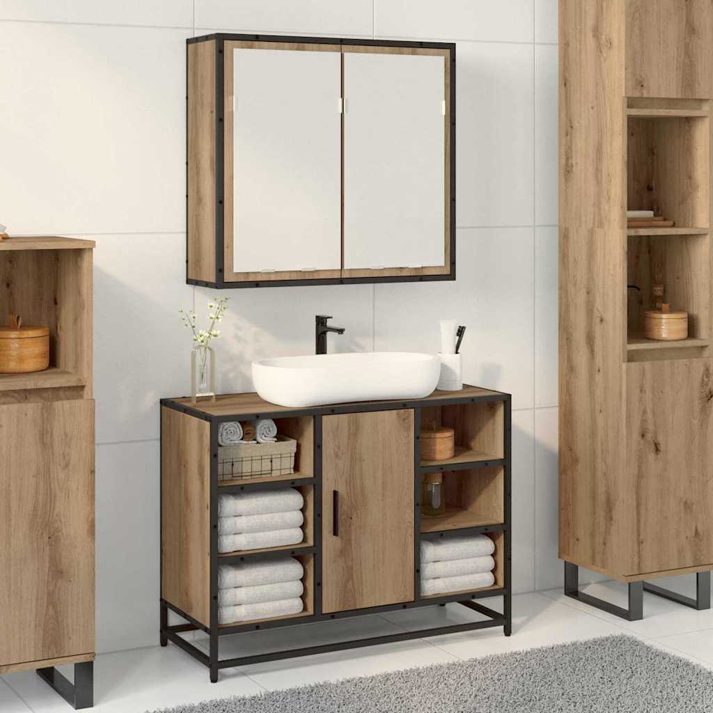 Bathroom Mirror Cabinet with Shelf Artisan oak 65 x 20 x 60 cm