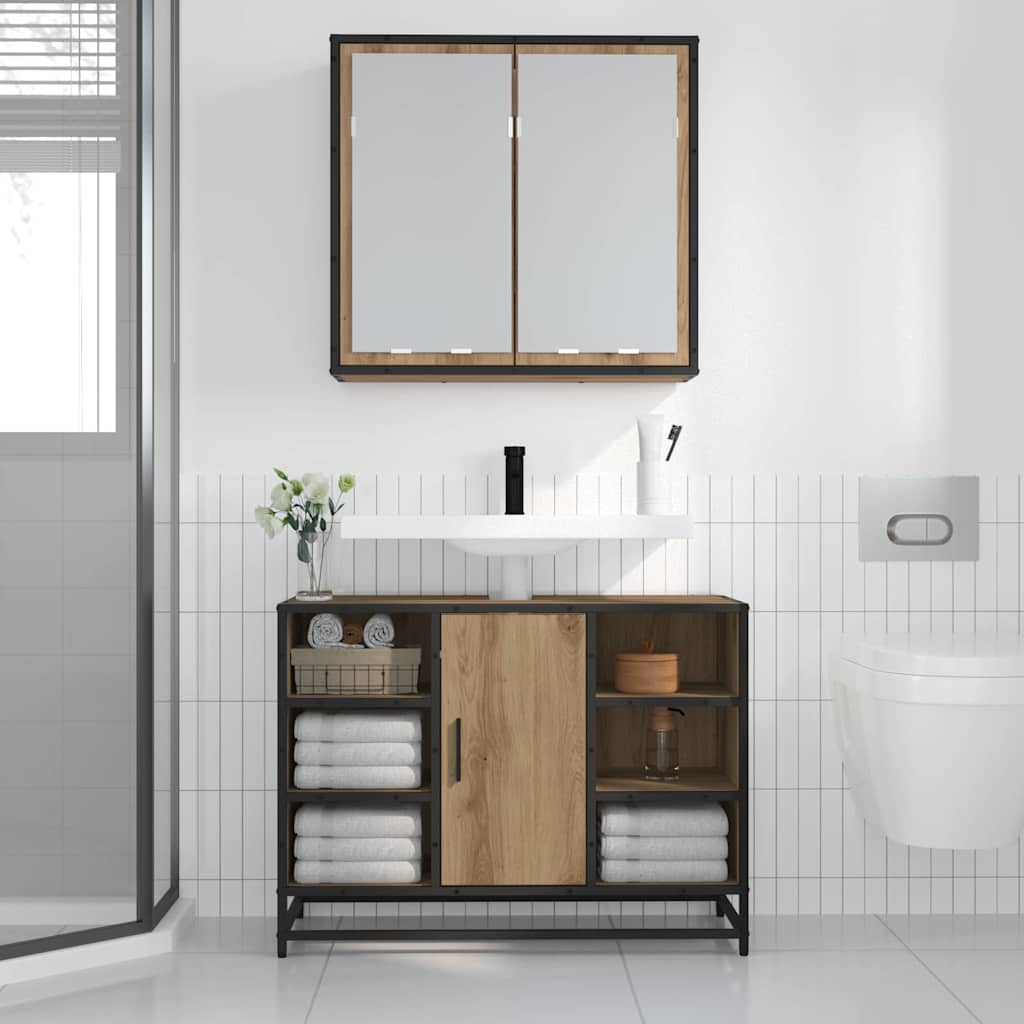 Bathroom Mirror Cabinet with Shelf Artisan oak 65 x 20 x 60 cm