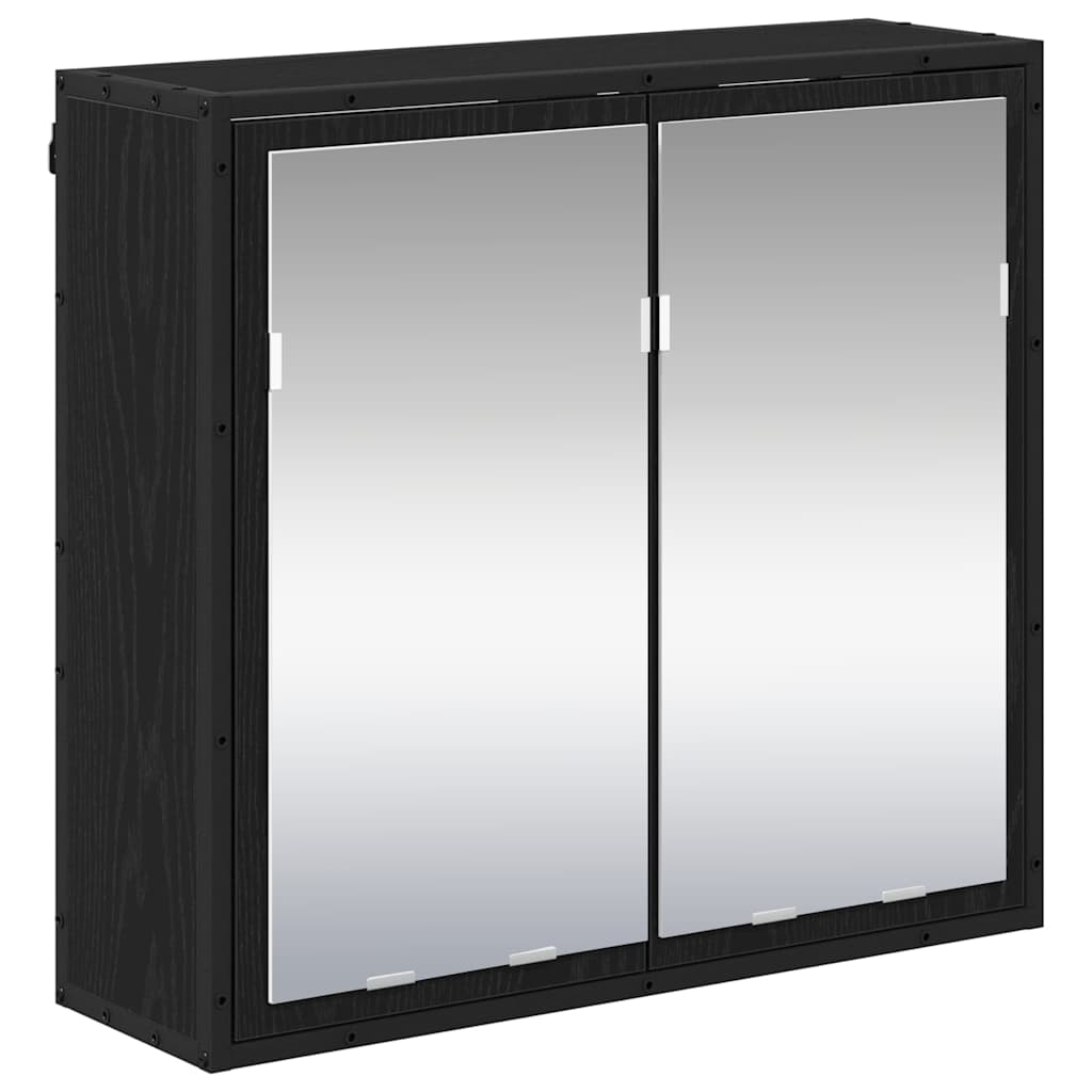 Bathroom Mirror Cabinet with Shelf Black oak 65 x 20 x 60 cm