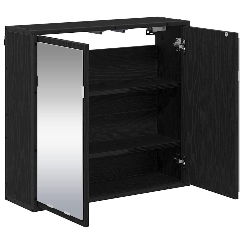 Bathroom Mirror Cabinet with Shelf Black oak 65 x 20 x 60 cm