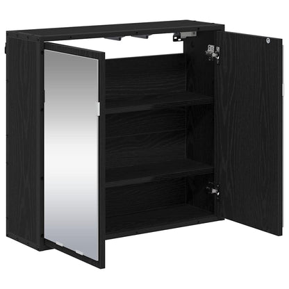 Bathroom Mirror Cabinet with Shelf Black oak 65 x 20 x 60 cm