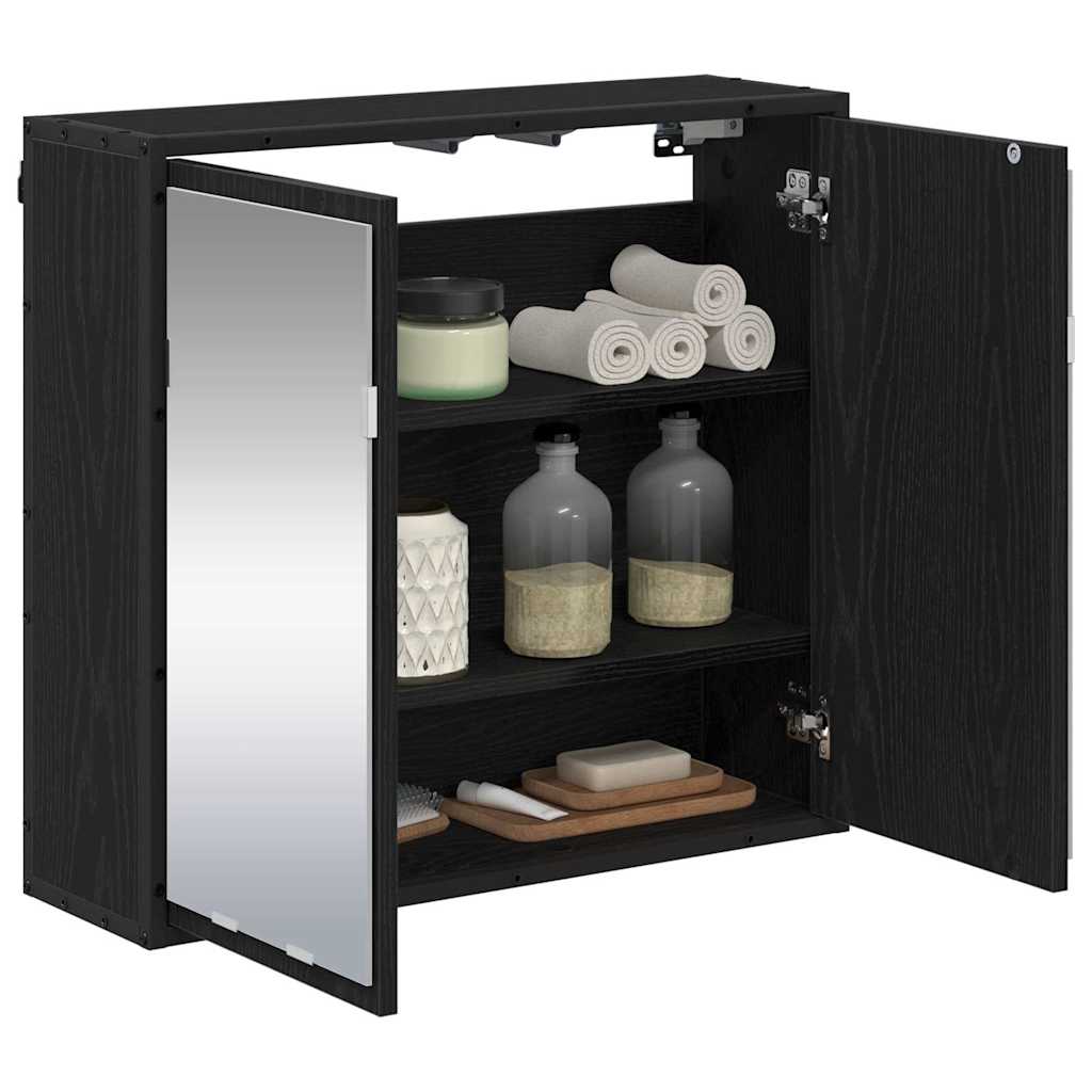 Bathroom Mirror Cabinet with Shelf Black oak 65 x 20 x 60 cm