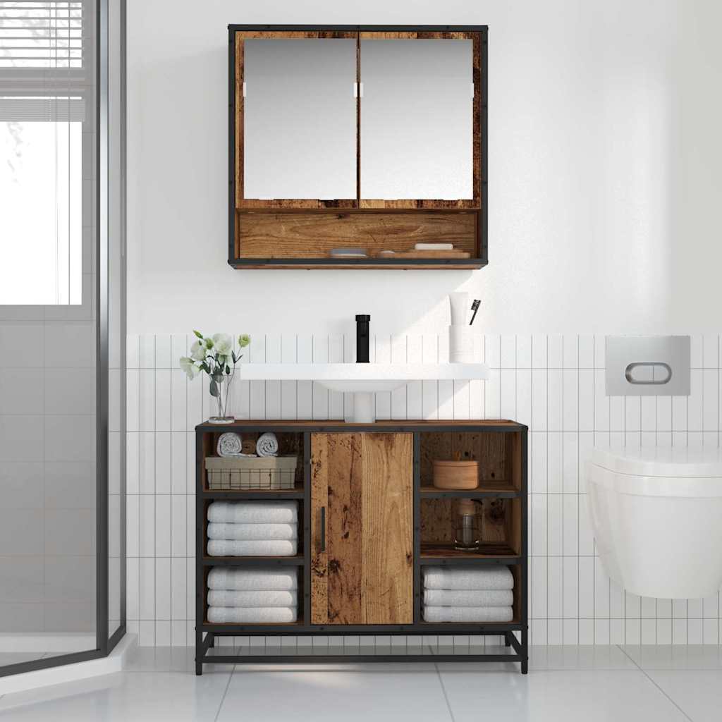 Bathroom Mirror Cabinet with Shelf Old wood 65 x 20 x 60 cm