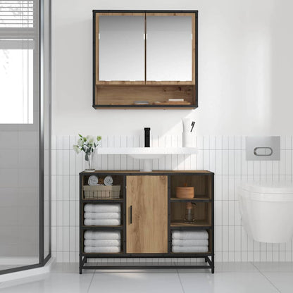 Bathroom Mirror Cabinet with Shelf Artisan oak 65 x 20 x 60 cm