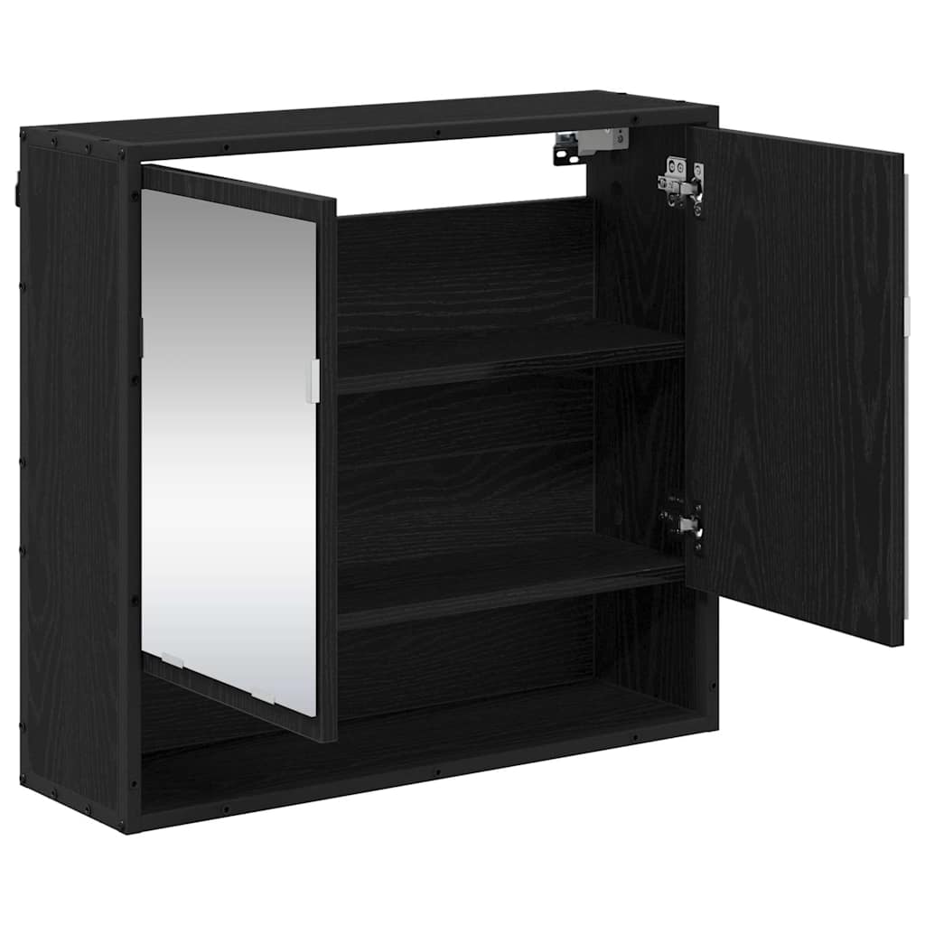 Bathroom Mirror Cabinet with Shelf Black oak 65 x 20 x 60 cm