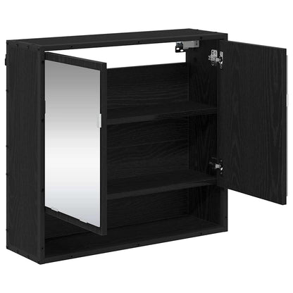Bathroom Mirror Cabinet with Shelf Black oak 65 x 20 x 60 cm