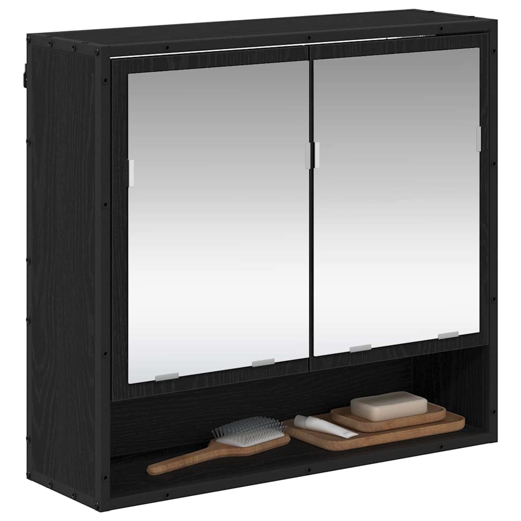 Bathroom Mirror Cabinet with Shelf Black oak 65 x 20 x 60 cm