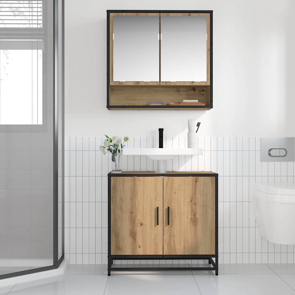 Bathroom Sink Cabinet with Storage Artisan oak 65 x 33 x 60 cm