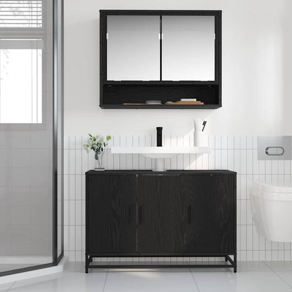 Bathroom Sink Cabinet Black oak 90 x 33 x 60 cm Engineered wood