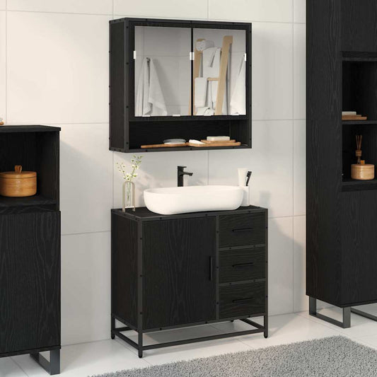 Bathroom Sink Cabinet with Drawer Black oak 65 x 33 x 60 cm