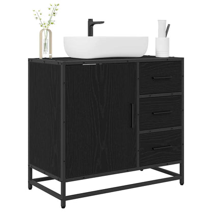 Bathroom Cabinet Black Oak 65 x 33 x 60 cm Engineered Wood