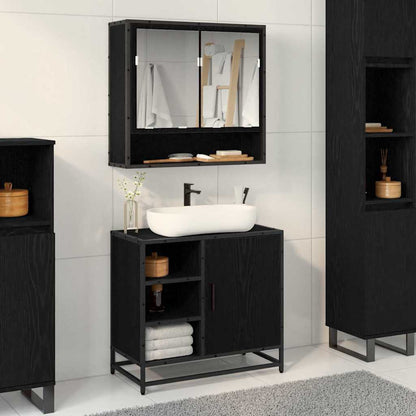 Bathroom Cabinet Black Oak 65 x 33 x 60 cm Engineered Wood