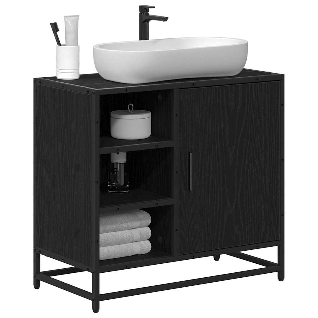 Bathroom Cabinet Black Oak 65 x 33 x 60 cm Engineered Wood