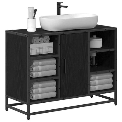 Bathroom Cabinet Black Oak 80 x 33 x 60 cm Engineered Wood