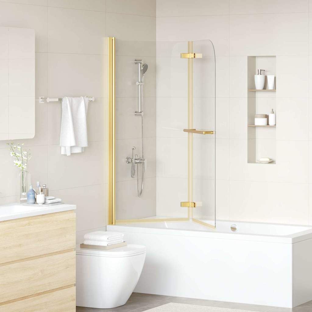 Shower Enclosure Gold 120 x 140 cm ESG Glass and Aluminium