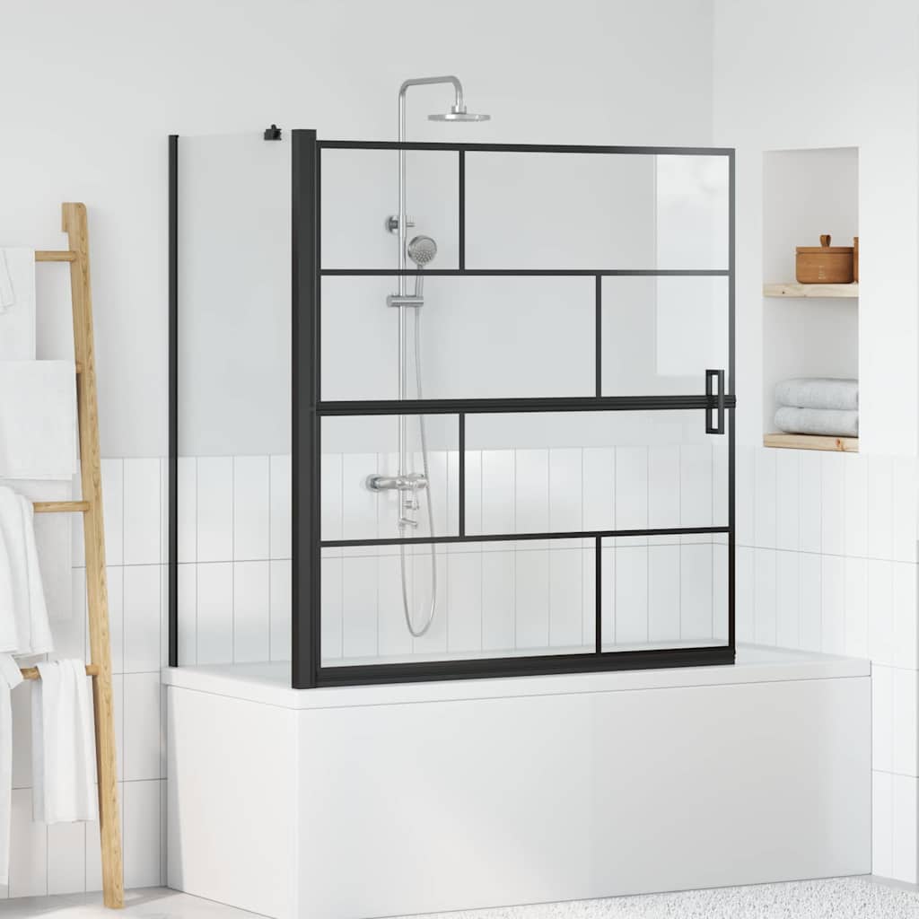 Bath Shower Screen Black and Transparent 116 x 68 x 128 cm
